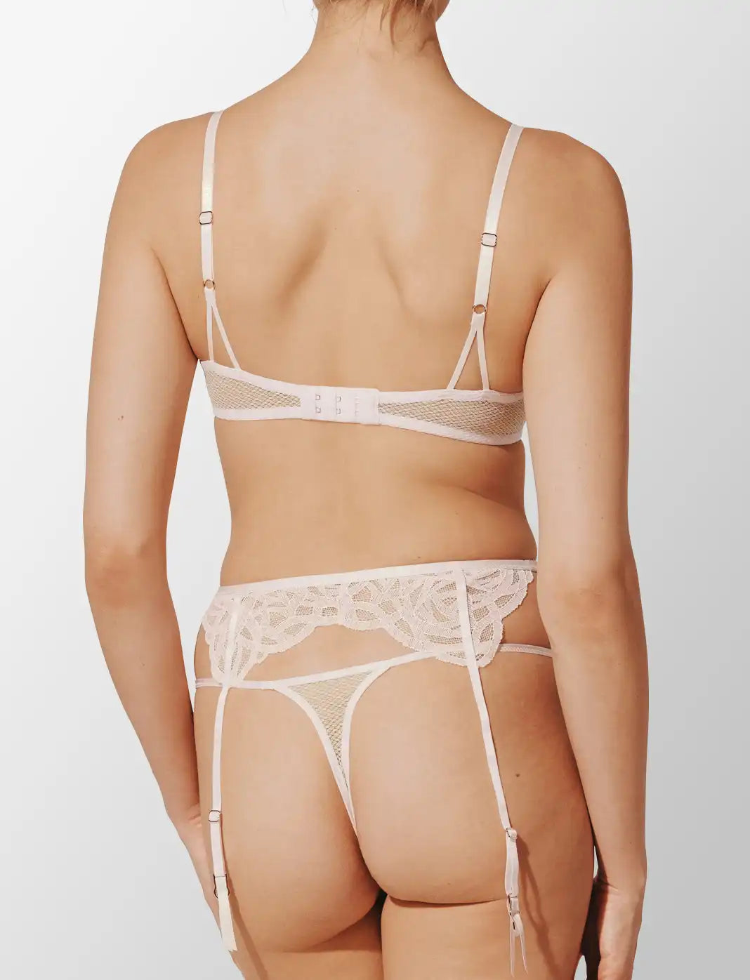 Rose Lace Thong & Garter Set