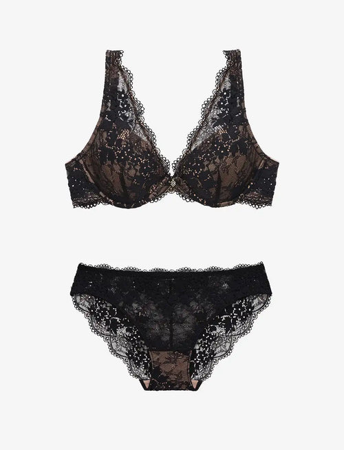 All Day Lace Uplift Plunge  + Bikini Set