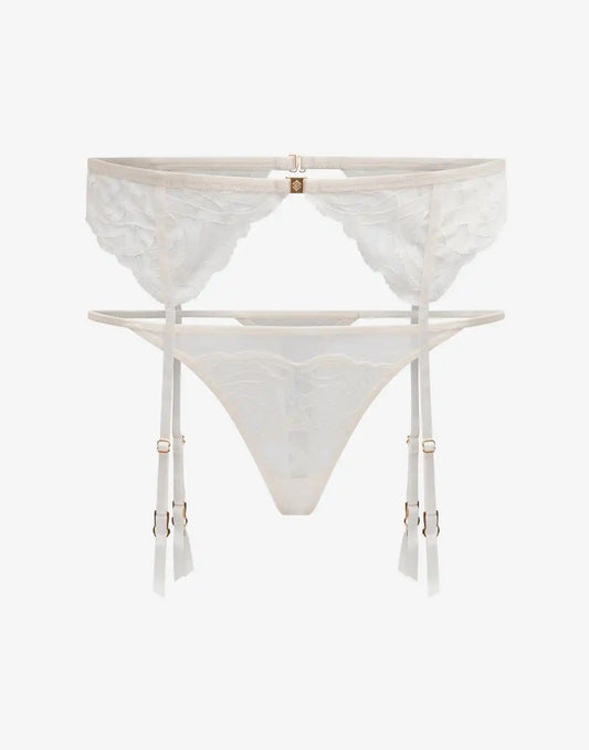 Rose Lace Thong & Garter Set
