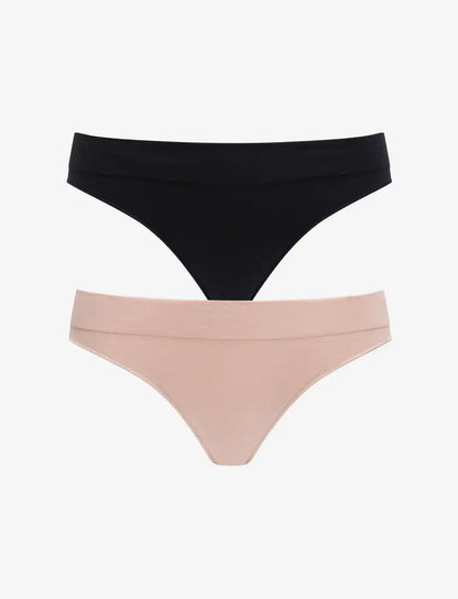Seamless Stretch Cotton Thong - 2 Pack